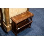 Mahogany Inlaid Side Table, with magazine rack. Measures Length 20.5'', width 10'', height 17''.