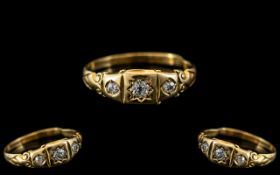 Antique Period 18ct Gold - Attractive and Exquisite Diamond Set Ladies Ring of Small Size. All