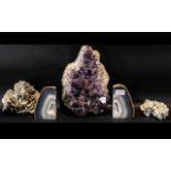 A Collection of Crystal Ornaments, including two small Geodes, and amethyst geode,
