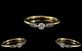 18ct Gold and Platinum - Nice Quality Single Stone Diamond Ring.