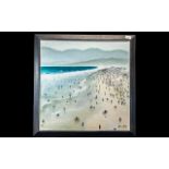 Adam Barsby Painting, contemporary artwork signed to bottom right, depicting a crowded beach scene.