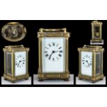 French - Late 19th Century Heavy Brass Cased Carriage Clock of Pleasing Proportions, with White