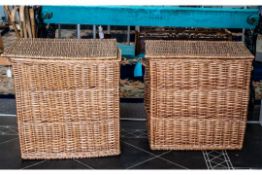 Two Large Wicker Laundry Baskets, strong and spacious, measure 25'' length, 18'' deep x 24'' high.