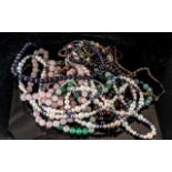 A Collection of 14 Beaded Necklaces, assorted colours and lengths, comprising pearls, beads,