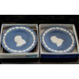 Blue Jasper Pair of Round Dishes of Sir Winston Churchill.