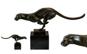 A Contemporary Bronze Sculpture of a Cheetah at Full Flow, By Milo - Paris.