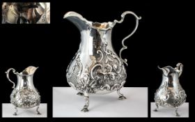 Early Victorian Period Superior Quality Sterling Silver Helmet Shaped Cream Jug,