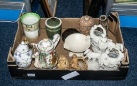 Collection of Ceramics, to include a Capodimonte teapot, a Spode lidded pot 8" tall 'Campanula',