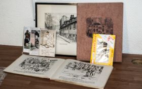 Collection of Ephemera, comprising framed engraving print 'A Bit of Old London' by Arthur