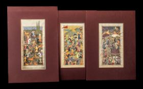 Three Indian Watercolour Pages from Manuscript on Parchment, depicting battle scenes, 7.