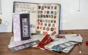 Stamp Interest - Stamp Album containing GB stamps, and worldwide including Aden, Antigua, Australia,