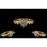 Ladies 18ct Gold - Attractive Diamond Set Dress Ring. Marked 18ct to Interior of Shank.