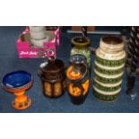 Collection of West German Vases, comprising a 19" tall green and cream vase No.