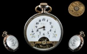 Early 20th Century Swiss Made Superior Quality Medal Winner Silver Key-less Open Faced Pocket Watch,