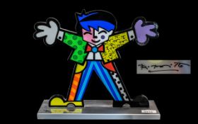 Romero Britto Limited Edition 'Big Hug' Iron and Enamel figure measures 11'' x 13'' x 4.75''.