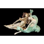 Two Decorative Italian Resin Figures by Santini depicting two semi clad and clad dancers. Length