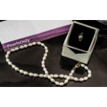 A Silver Pearl Set Dress Ring from Pearls Only, with certificate,