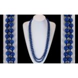 Wonderful Early 20th Century Lapis Lazuli Beaded - Well Matched Long Necklace. c.1920's.