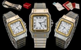 Cartier - Santos Two Tone Gents Stainless Steel and Gold Automatic Wrist Watch. Date 1986, Serial