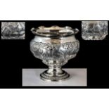 Antique Period Burmese Repousse and Chased Silver Footed Bowl,