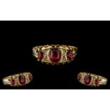 Antique Period - Excellent Quality 22ct Gold Ruby and Diamond Set Ring. Attractive Design / Setting.