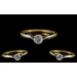 18ct Gold and Platinum Single Stone Diamond Ring, Marked 18ct and Platinum to Interior of Shank.