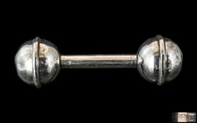 Vintage Solid Silver Barbell Shaped Rattle. c.1930's. Maker R & B Co.