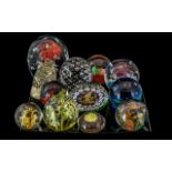 Collection of 12 Decorative Glass Paper Weights, various shapes and sizes and assorted colours.