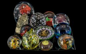 Collection of 12 Decorative Glass Paper Weights, various shapes and sizes and assorted colours.