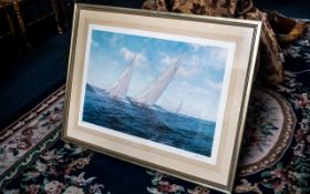 Pair of Steven Dews Limited Edition Signed Prints, depicting yacht scenes, mounted,