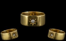 18ct Gold Band Diamond Set Ring - Star Design. Full 18ct Hallmark to Interior of Shank.