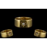 18ct Gold Band Diamond Set Ring - Star Design. Full 18ct Hallmark to Interior of Shank.