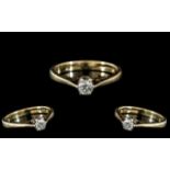 Ladies - Nice Quality 9ct Gold Single Stone Diamond Set Ring. Full Hallmark to Interior of Shank.