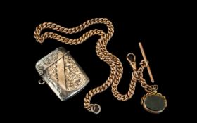 Edwardian Period 1902 - 1910 9ct Rose Gold Albert Watch Chain. All Links Marked 9.375.