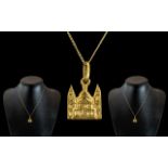 18ct Gold Pendant In the Form of St Paul's Cathedral London, Attached to an 18ct Gold Chain.