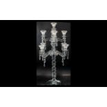 A Large Crystal Style Nine Branch Modern Candelabra, with drops. Height 24''.