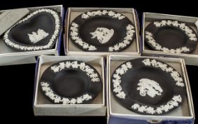 Black Jasper 5 x Assorted Trays, Including Sweet Heart Dish.