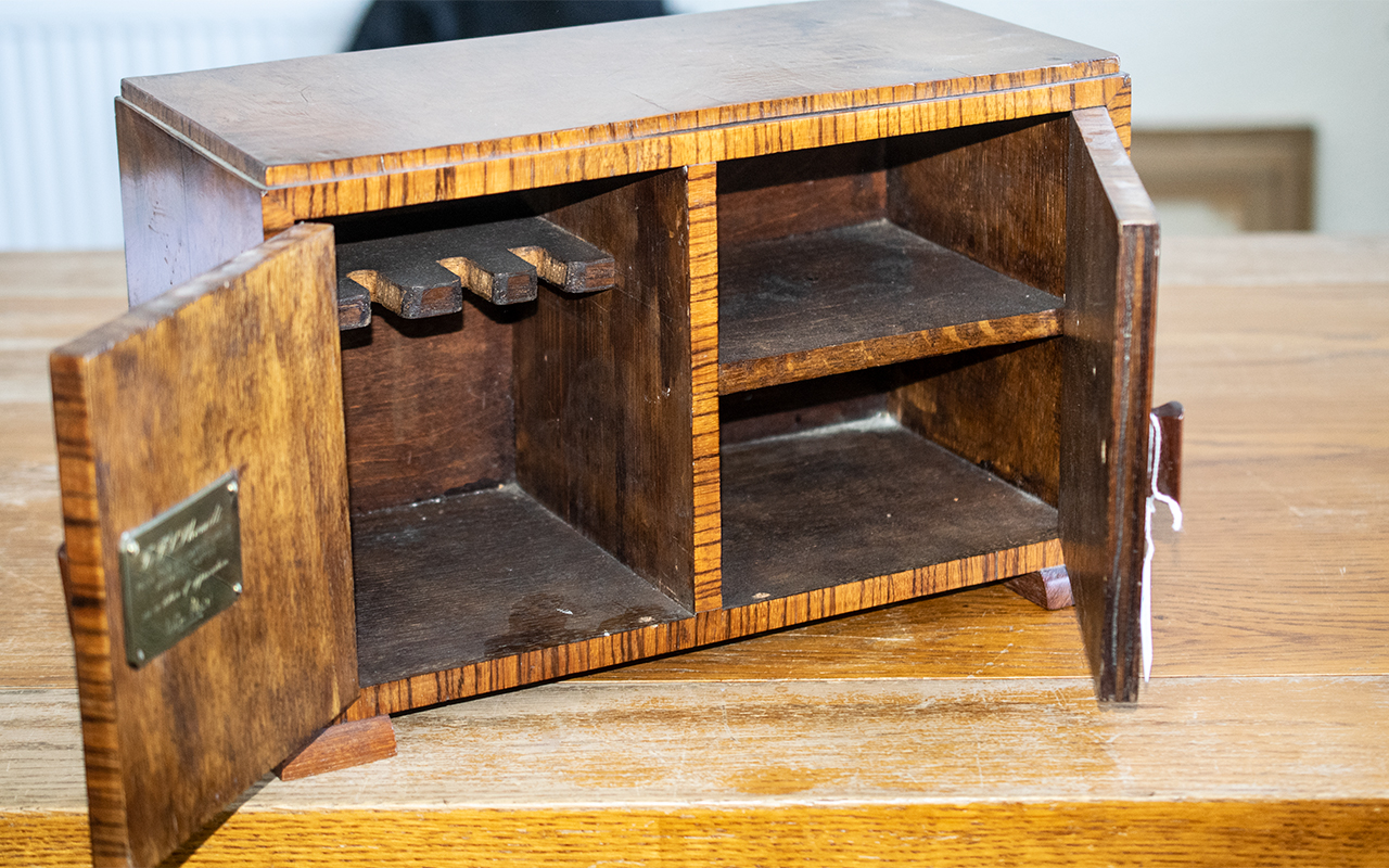 A Wooden Smoker's Cabinet, with double doors, raised on four square feet, fitted with a pipe rack to - Image 2 of 3