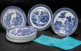 Collection of Ten Spode Willow Pattern Plates, from the Authentic Willow Pattern collection from the