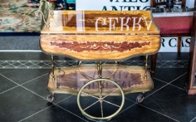 Antique Italian Marquetry Inlaid Drinks Trolley/Cocktail Bar with lift up sides,