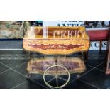 Antique Italian Marquetry Inlaid Drinks Trolley/Cocktail Bar with lift up sides,