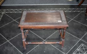 A Small Wooden Coffee Table, rectangular form, turned supports, height 18" x 24" x 15".