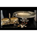 Small Collection of Plated Ware, comprising a large oval fruit bowl with a handle,