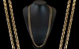 Victorian Period 1837 - 1901 Excellent 9ct Gold Muff Chain. Pleasing Design / Quality. Marked 9ct.
