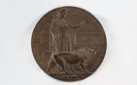 World War I Bronze Death Plaque, No 37. Awarded to Private Ernest Garner.