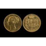 Queen Victoria 22ct Gold - Young Head Shield Back Full Sovereign - Date 1864. London Mint, Die No