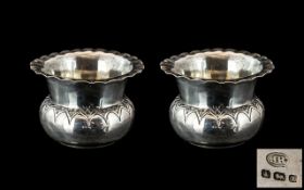 Small Pair of Victorian Solid Silver Thistle Pots with Fluted Edging. Fully Hallmarked for Sheffield