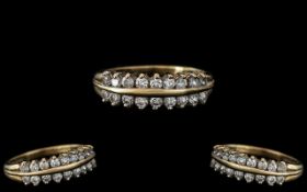 Ladies Attractive 9ct Gold Channel Set Diamond Set Ring. Full Hallmark for 9.