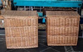 Two Large Wicker Laundry Baskets, strong and spacious, measure 25" length, 18" deep x 24" high.
