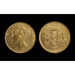 Queen Victoria 22ct Gold - Shield Back Young Head Full Sovereign - Date 1864. London Mint, Die No